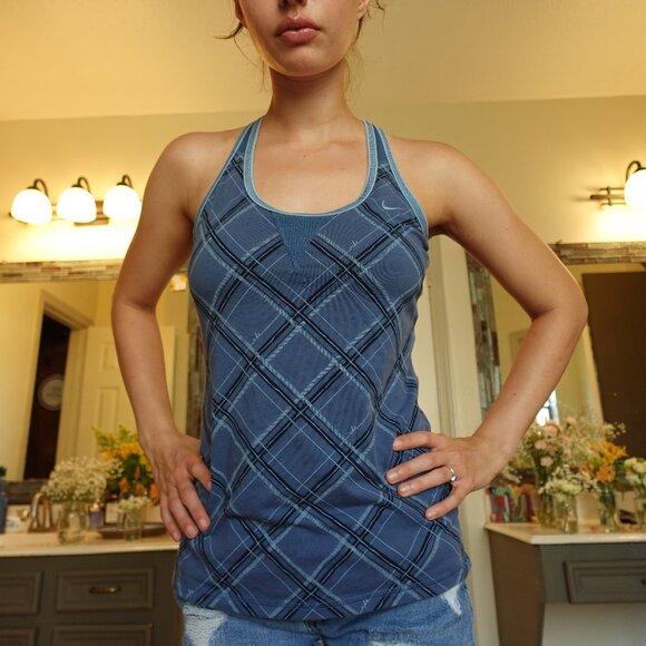 Vintage Nike Tartan Plaid Racerback Tank - Picture 1 of 3